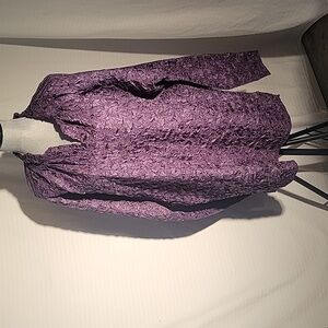 Coldwater Creek Womans Crinkle Purple Button Down Blouse, Size: XL